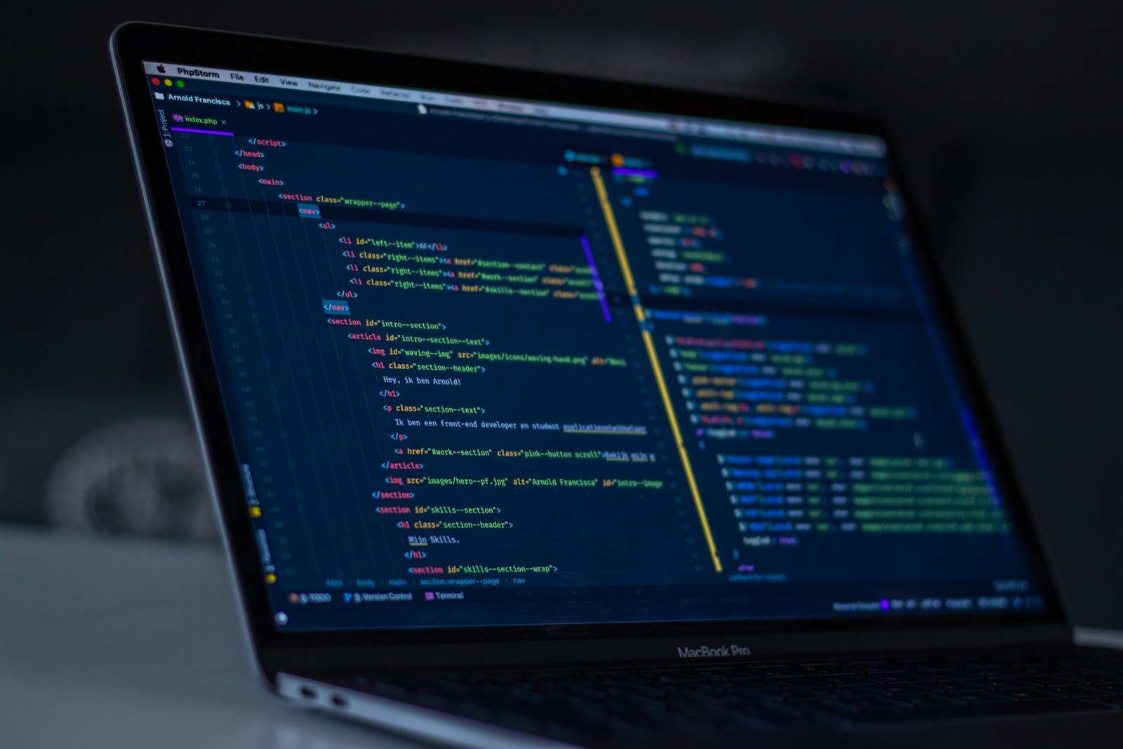 Code on a developer's screen
