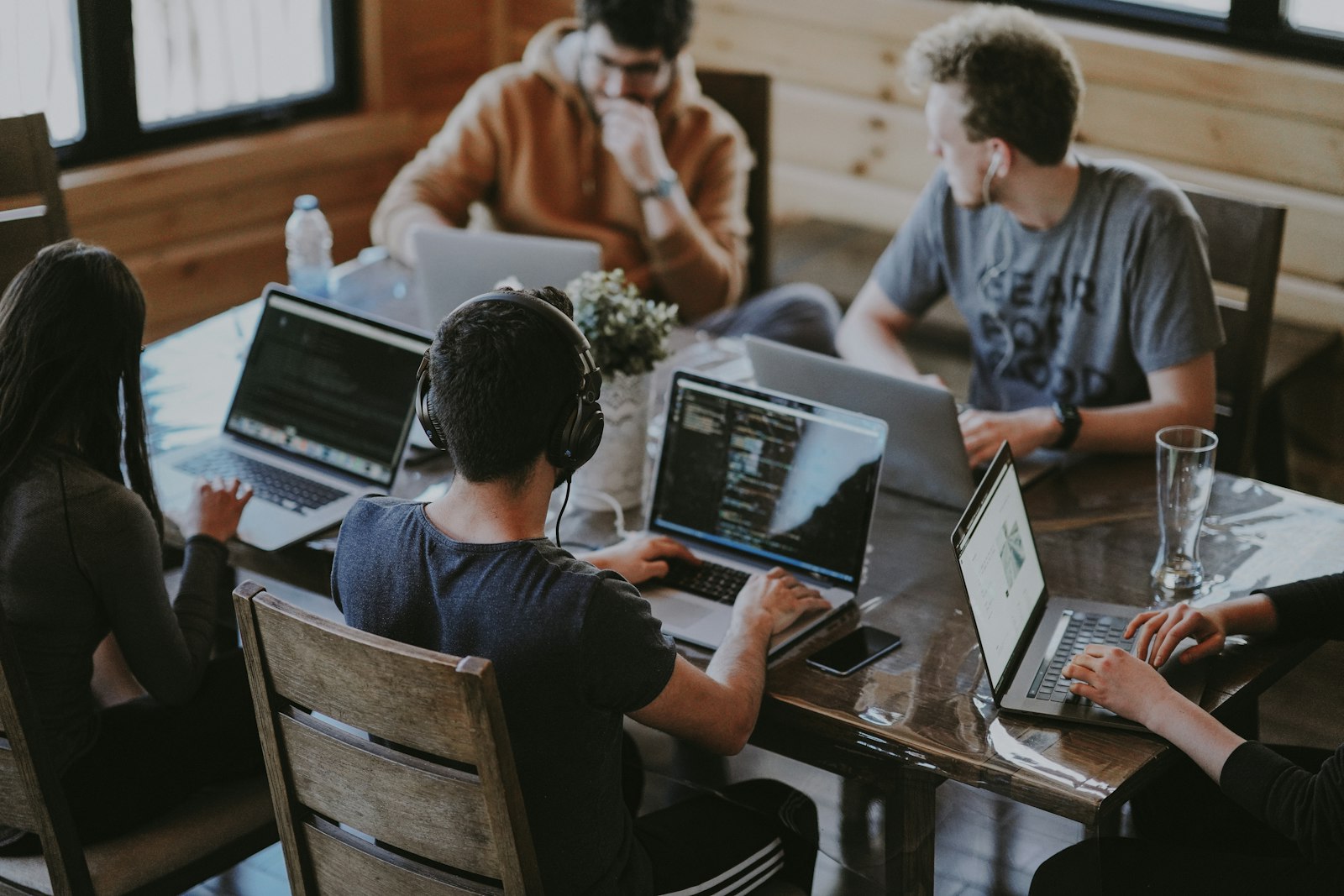 A team building software together